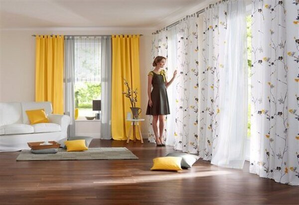 GARDINE, Farbe gelb/grau, my home »Marmaris« , 1 Stück, mit Schlaufen, 4,75  €