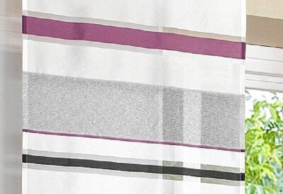Schiebevorhang, Flächenvorhang 1 Stück, Farbe weiß-violett, ELBERSDRUCKE, -838310- , mit Schlaufen