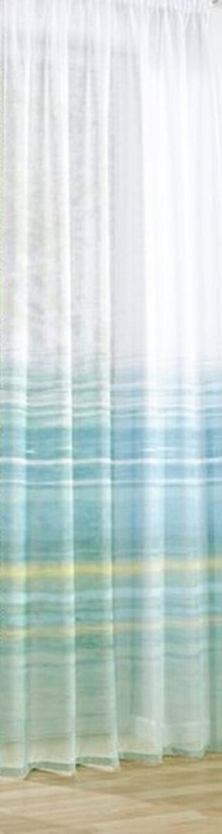 Schiebevorhang, Flächenvorhang Set, Farbe blau/grün/weiss, 2 Stück, heine home, Größe: ca. HxB: 225x57 cm, mit Klettband