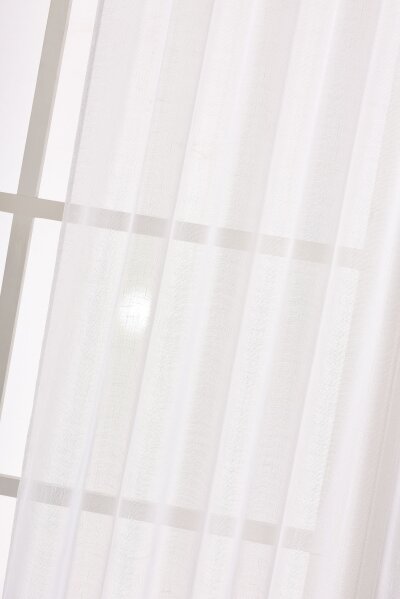 -20477- Weiß HxB 245x140 cm Gardine Schal Lurex glänzend verdecktes Schlaufenband transparent -20477-