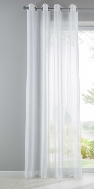 -10000138- Weiß HxB 245x140 cm Gardine Streifen Design Van transparent Schal Ösen Vorhang Jacquard