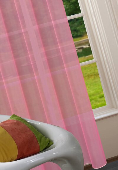 -20332CN- 2er-Pack Rosa Vorhang Transparent Gardinen Set Wohnzimmer Voile Vorhang Ösenvorhang HxB 245x140 cm mit Bleibandabschluß Rosa