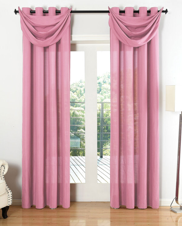 -20405S4-  Pink-HxB 175x140 cm Vorhang Set Blickdicht Schal Ösen Microsatin Segeltuch