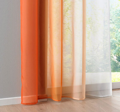 -10000183- Orangetöne HxB 145x140 cm 2er Pack Gardinen Farbverlauf Vertikal  »Modena« Ösen Voile Vorhang Raffhalter