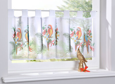 -10000262- Papagei HxB 40x120 cm Scheibengardine »Digital Druck« Voile Sclaufen Transparent Küchenfenster