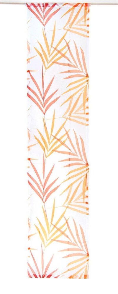 Schiebegardine, Flächenvorhang, mit Klettband, Farbe Orange, Design bambus blätter, Transparent HxB 145x57 cm