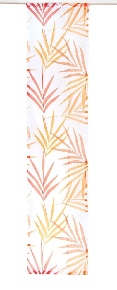 Schiebegardine, Flächenvorhang, mit Klettband, Farbe Orange, Design bambus blätter, Transparent HxB 145x57 cm