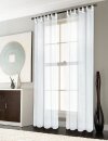 -61000CN- 2er-Pack Gardinen Transparent Vorhang Set Wohnzimmer Voile Schlaufenschal mit Bleibandabschluß Weiß HxB 175x140 cm