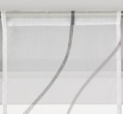 -10000329- Grau HxB 40x30 cm Scheibenhänger Dreieck Voile Scheibengardine »Artvin« Beschwerung Bommel Küche