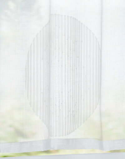 -10000315- Weiß HxB 45x140 cm Scheibengardine »Balikesir« Voile Jacquard Kreise Muster Sichtschutz Küche
