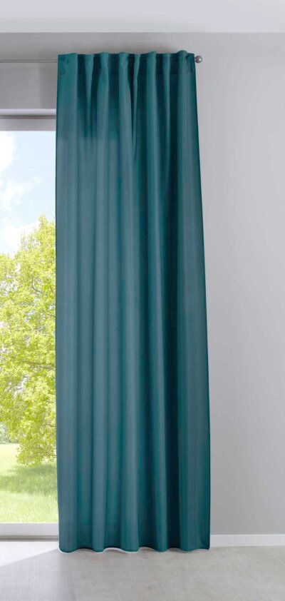 -2019037- Smaragd Grün HxB 145x140 cm Vorhang Verdeckte Schlaufen Cationic »JENA« Leinen Optik Meliert Gardinenband