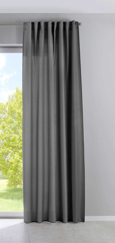 -2019037- Grau HxB 250x140 cm Vorhang Verdeckte Schlaufen Cationic »JENA« Leinen Optik Meliert Gardinenband