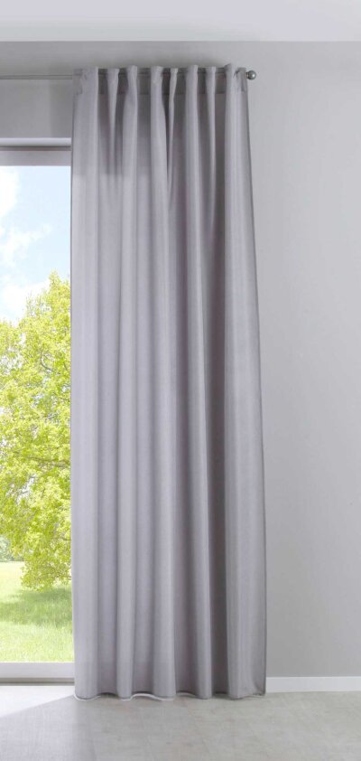 -2019037- Silber HxB 145x140 cm Vorhang Verdeckte Schlaufen Cationic »JENA« Leinen Optik Meliert Gardinenband