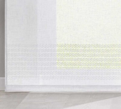 -20190342- Weiß HxB 245x60 cm Flächenvorhang Voile »Sanremo« Landhaus-Stil Querstreifen einen Häkel Optik