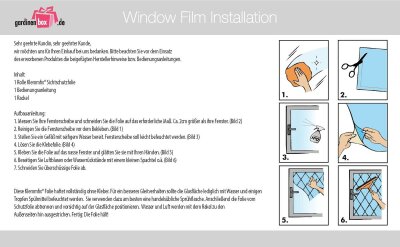 Klemmfix® -201916000- Streifen 25 mm 116x200 cm Fensterfolie selbsthaftend Sichtschutzfolie UV Schutz statische Haftung Folie