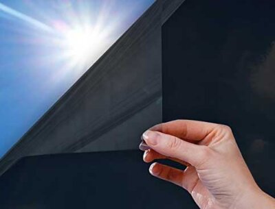 Klemmfix® -201916000- Solar UV Schwarz 90x200 cm Fensterfolie selbsthaftend Sichtschutzfolie UV Schutz statische Haftung Folie
