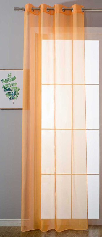 -20332-cn- Orange HxB 245x140 cm Ösenvorhang Transparent Gardine »Uni« Vorhang Stores Bleibandabschluß Wohnzimmer