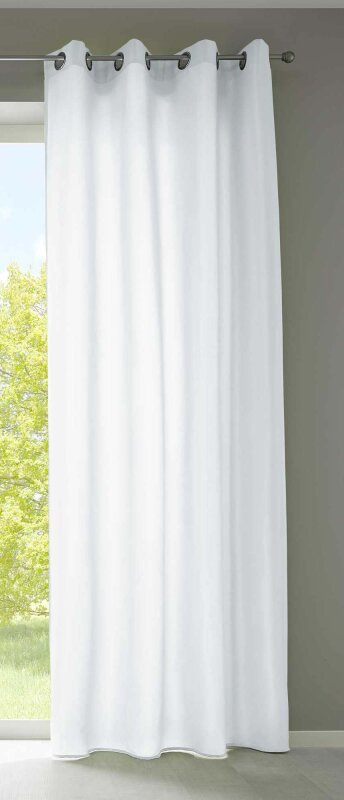 -20405N- Weiß HxB 245x140 cm Vorhang Schal Ösen »Berlin« Schal Microsatin Blickdicht Lichtdurchlässig Uni