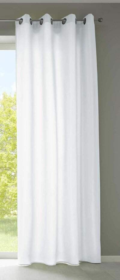 -20405N- Weiß HxB 245x140 cm Vorhang Schal Ösen »Berlin« Schal Microsatin Blickdicht Lichtdurchlässig Uni