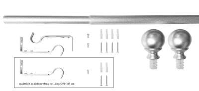 -2021191- Silber 91-182 cm Ausziehbare Gardinenstange »Köln« Ø22/25 mm Komplettset zum sofortigen Montieren