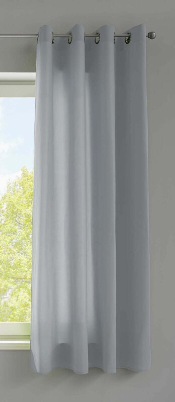 -20405N- Grau HxB 145x140 cm Vorhang Schal Ösen »Berlin« Schal Microsatin Blickdicht Lichtdurchlässig Uni