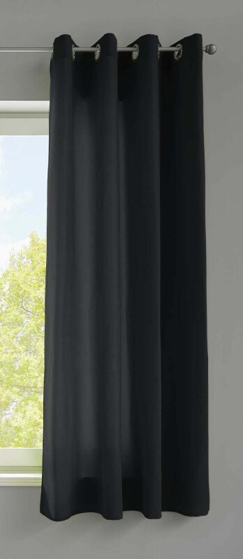 -20405N- Schwarz HxB 145x140 cm Vorhang Schal Ösen »Berlin« Schal Microsatin Blickdicht Lichtdurchlässig Uni