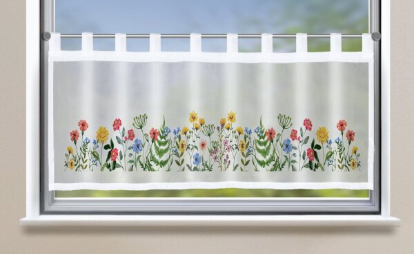 -2022410- Blumen Bunt HxB 45x140 cm Scheibengardine »Bodrum« Sichtschutz Dekoration Transparent Voile Bedruckt