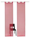 Schiebevorhang, mit Schlaufen, Farbe Rot, transparenter Stoff, Voile, Waschbar, Ma&szlig;e HxB 245x57 cm