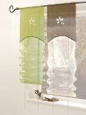 B&auml;ndchenrollo Raffrollo (HxB) 140 x 120cm BRAUN bestickt Blumenmotiv Stangendurchzug transparenter Stoff, 80074-5 