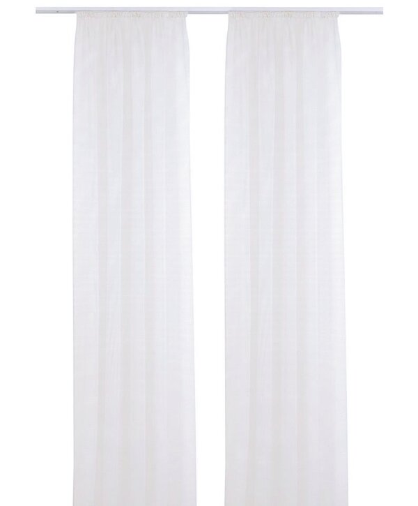 Schlaufenschal mit Universalband, Querstreifen,1 Stück Uni Farbe Creme-Weiss, Transparente Gardinen HxB 125x140 cm