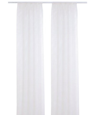 Schlaufenschal mit Universalband, Querstreifen,1 Stück Uni Farbe Creme-Weiss, Transparente Gardinen HxB 145x140 cm