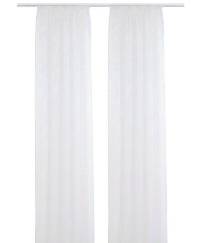 Schlaufenschal mit Universalband, Querstreifen,1 Stück Uni Farbe Creme-Weiss, Transparente Gardinen HxB 175x140 cm
