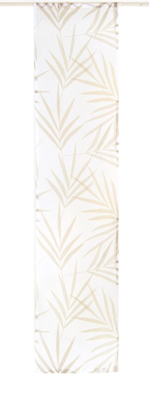 Schiebevorhang, mit Klettband, Farbe Natur, Design Blätter, Transparent, Waschbar, Maße HxB 245x57 cm